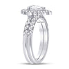 14k White Gold Pear Diamond Halo Bridal Wedding Ring Band Set 1 Cttw