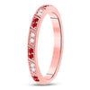 10k Rose Gold Womens Round Ruby Diamond Milgrain Stackable Band Ring 1/4 Cttw