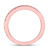 10k Rose Gold Womens Round Blue Sapphire Diamond Milgrain Stackable Band Ring 1/4 Cttw
