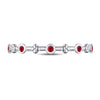10k White Gold Womens Round Ruby Dot Flower Stackable Band Ring 1/12 Cttw