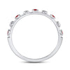10k White Gold Womens Round Ruby Dot Flower Stackable Band Ring 1/12 Cttw