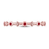 10k Rose Gold Womens Round Ruby Dot Flower Stackable Band Ring 1/12 Cttw