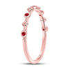 10k Rose Gold Womens Round Ruby Dot Flower Stackable Band Ring 1/12 Cttw