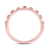 10k Rose Gold Womens Round Ruby Dot Flower Stackable Band Ring 1/12 Cttw