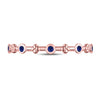 10k Rose Gold Womens Round Blue Sapphire Dot Flower Stackable Band Ring 1/12 Cttw