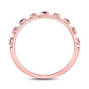 10k Rose Gold Womens Round Blue Sapphire Dot Flower Stackable Band Ring 1/12 Cttw