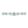 10k White Gold Womens Round Emerald Dot Flower Stackable Band Ring 1/12 Cttw