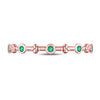 10k Rose Gold Womens Round Emerald Dot Flower Stackable Band Ring 1/12 Cttw