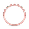 10k Rose Gold Womens Round Emerald Dot Flower Stackable Band Ring 1/12 Cttw