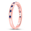 10k Rose Gold Womens Round Blue Sapphire Diamond Alternating Stackable Band Ring 1/4 Cttw