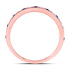 10k Rose Gold Womens Round Blue Sapphire Diamond Alternating Stackable Band Ring 1/4 Cttw