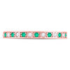 10k Rose Gold Womens Round Emerald Diamond Alternating Stackable Band Ring 1/4 Cttw
