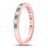 10k Rose Gold Womens Round Emerald Diamond Alternating Stackable Band Ring 1/4 Cttw