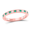 10k Rose Gold Womens Round Emerald Diamond Alternating Stackable Band Ring 1/4 Cttw
