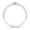 10k White Gold Womens Round Ruby Diamond Stackable Band Ring .03 Cttw