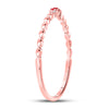 10k Rose Gold Womens Round Ruby Diamond Stackable Band Ring .03 Cttw