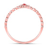 10k Rose Gold Womens Round Ruby Diamond Stackable Band Ring .03 Cttw