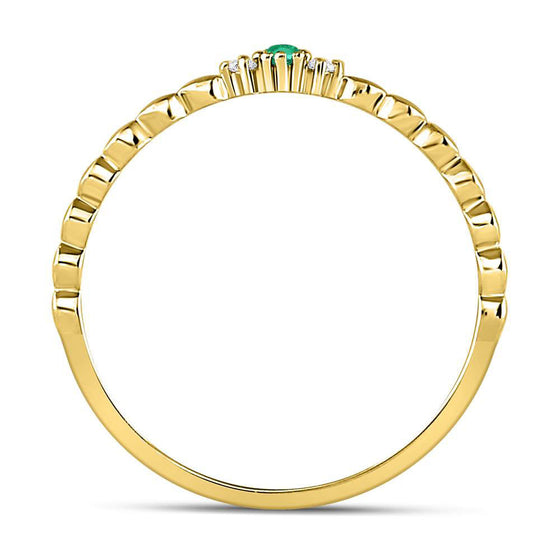 10k Yellow Gold Womens Round Emerald Solitaire Diamond-accent Stackable Ring .03 Cttw