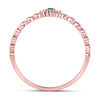 10k Rose Gold Womens Round Emerald Solitaire Diamond-accent Stackable Ring .03 Cttw