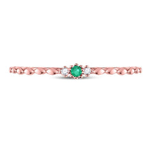  10k Rose Gold Womens Round Emerald Solitaire Diamond-accent Stackable Ring .03 Cttw
