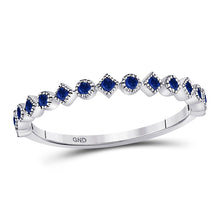  10k White Gold Womens Round Blue Sapphire Stackable Band Ring 1/5 Cttw