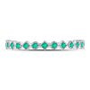 10k White Gold Womens Round Emerald Square Dot Stackable Band Ring 1/5 Cttw