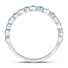 10k White Gold Womens Round Emerald Square Dot Stackable Band Ring 1/5 Cttw