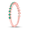 10k Rose Gold Womens Round Emerald Square Dot Stackable Band Ring 1/5 Cttw