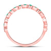 10k Rose Gold Womens Round Emerald Square Dot Stackable Band Ring 1/5 Cttw