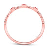 10k Rose Gold Womens Princess Ruby 3-Stone Beaded Stackable Band Ring 1/20 Cttw