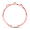 10k Rose Gold Womens Princess Blue Sapphire 3-Stone Beaded Stackable Band Ring 1/20 Cttw