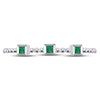 10k White Gold Womens Princess Emerald Beaded 3-stone Stackable Band Ring .03 Cttw