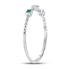 10k White Gold Womens Princess Emerald Beaded 3-stone Stackable Band Ring .03 Cttw