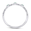 10k White Gold Womens Princess Emerald Beaded 3-stone Stackable Band Ring .03 Cttw