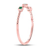 10k Rose Gold Womens Princess Emerald Beaded 3-stone Stackable Band Ring .03 Cttw