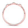 10k Rose Gold Womens Princess Emerald Beaded 3-stone Stackable Band Ring .03 Cttw