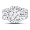 14k White Gold Round Diamond Cluster Bridal Wedding Engagement Ring 2 Cttw