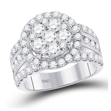  14k White Gold Round Diamond Cluster Bridal Wedding Engagement Ring 2 Cttw