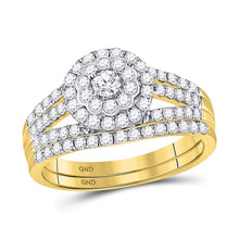  14k Yellow Gold Round Diamond Bridal Wedding Ring Band Set 1 Cttw