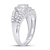 14k White Gold Round Diamond Cluster Bridal Wedding Ring Band Set 1 Cttw
