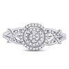 10k White Gold Womens Round Diamond Cluster Split-shank XO Ring 1/5 Cttw