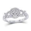 10k White Gold Womens Round Diamond Cluster Split-shank XO Ring 1/5 Cttw