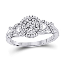  10k White Gold Womens Round Diamond Cluster Split-shank XO Ring 1/5 Cttw