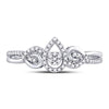 10k White Gold Womens Round Diamond Teardrop Curl Cluster Ring 1/10 Cttw