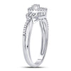 10k White Gold Womens Round Diamond Teardrop Curl Cluster Ring 1/10 Cttw