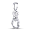 10k White Gold Womens Round Diamond Heart Teardrop Cluster Pendant 1/10 Cttw