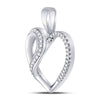 10k White Gold Womens Round Diamond Heart Fashion Pendant 1/10 Cttw