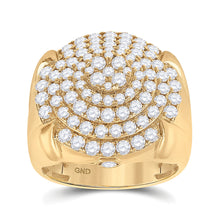  10k Yellow Gold Mens Round Diamond Circle Cluster Ring 2-3/4 Cttw