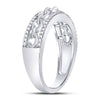 10k White Gold Womens Round Diamond Chain Link Fashion Band Ring 1/6 Cttw