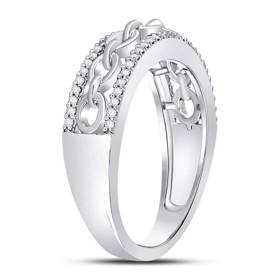10k White Gold Womens Round Diamond Chain Link Fashion Band Ring 1/6 Cttw